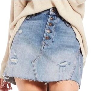 We The Free People Breezy distressed A-line mini skirt 100% cotton 27 NEW NWOT